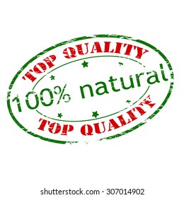 Rubber stamp with text one hundred percent natural inside, vector illustration