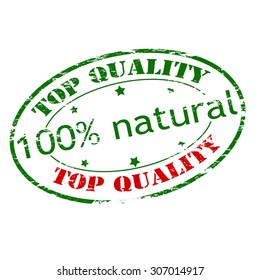 Rubber stamp with text one hundred percent natural inside, vector illustration