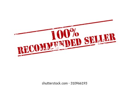 Rubber stamp with text one hundred percent recommended seller inside, vector illustration