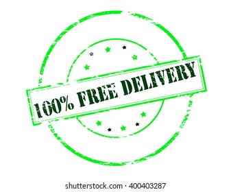 Rubber stamp with text one hundred percent free delivery inside, vector illustration`