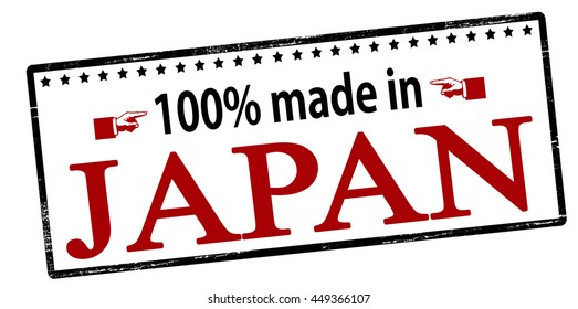 Rubber stamp with text one hundred percent made in Japan inside, vector illustration