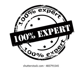 Rubber stamp with text one hundred percent expert inside, vector illustration