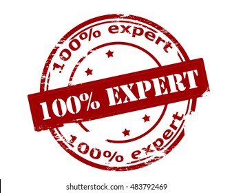 Rubber stamp with text one hundred percent expert inside, vector illustration