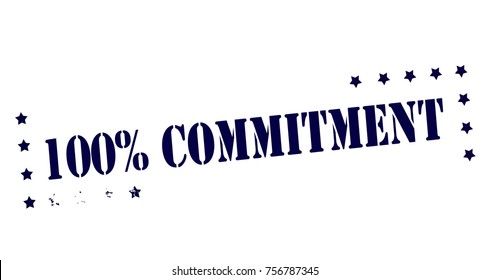 Rubber stamp with text one hundred percent commitment inside, vector illustration