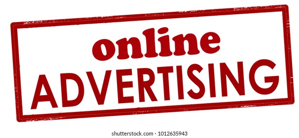 Rubber stamp with text online avertising inside, vector illustration