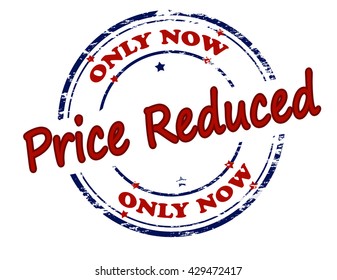 Rubber stamp with text only now price reduced inside, vector illustration