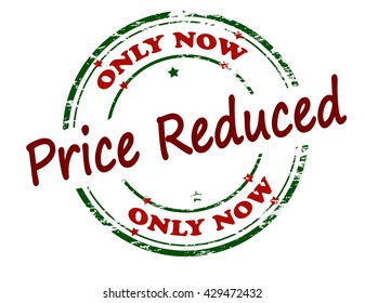 Rubber stamp with text only now price reduced inside, vector illustration