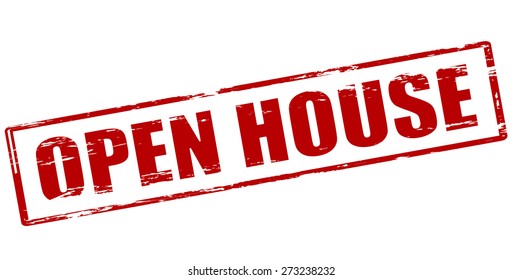 Rubber stamp with text open house inside, vector illustration