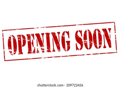 Rubber stamp with text opening soon inside, vector illustration