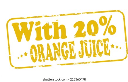 Rubber stamp with text with orange juice inside, vector illustration