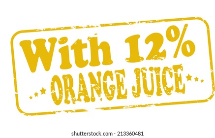 Rubber stamp with text with orange juice inside, vector illustration