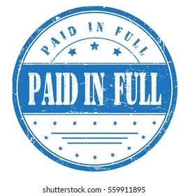 rubber stamp with text "paid in full" on white, vector illustration