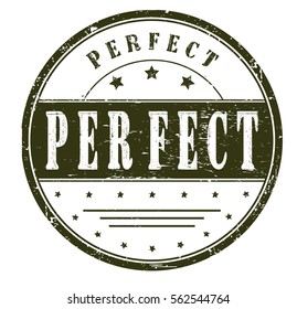 rubber stamp with text "perfect" on white, vector illustration