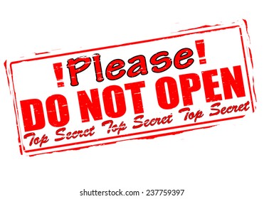 Rubber stamp with text please do not open inside, vector illustration