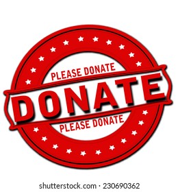 Rubber stamp with text please donate inside, vector illustration