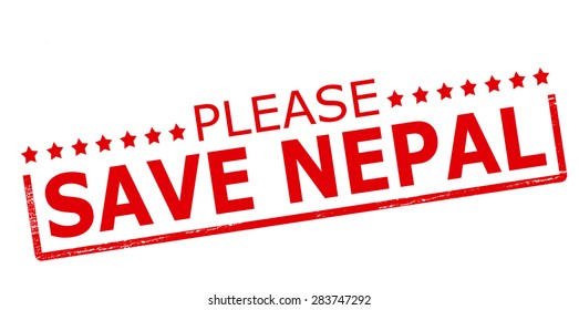 Rubber stamp with text please save Nepal inside, vector illustration