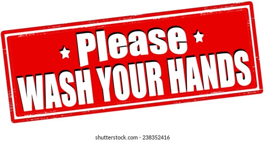 Rubber stamp with text please wash your hands inside, vector illustration