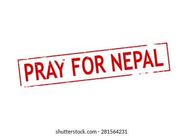 Rubber stamp with text pray for Nepal inside, vector illustration