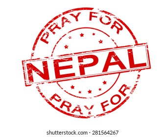 Rubber stamp with text pray for Nepal inside, vector illustration