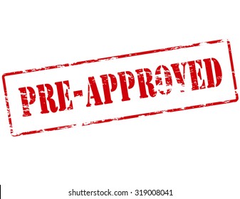 Rubber stamp with text pre approved inside, vector illustration