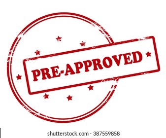 Rubber stamp with text pre approved inside, vector illustration