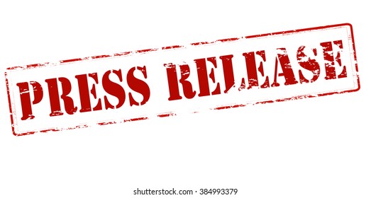 Rubber stamp with text press release inside, vector illustration