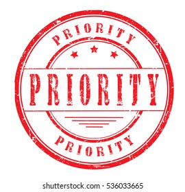 Rubber stamp with text, PRIORITY, on white, vector illustration
