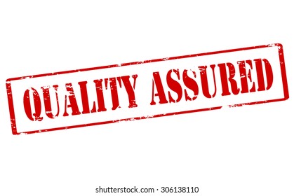 Rubber stamp with text quality assured inside, vector illustration