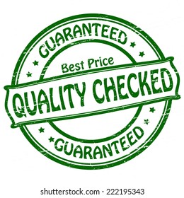 Rubber stamp with text quality checked inside, vector illustration