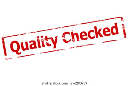 Rubber stamp with text quality checked inside, vector illustration