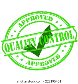 Rubber stamp with text quality control inside, vector illustration