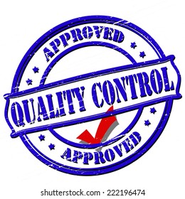 Rubber stamp with text quality control inside, vector illustration