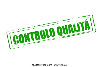 Rubber stamp with text quality control in Italian language inside, vector illustration