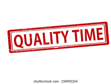 Rubber stamp with text quality time inside, vector illustration