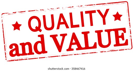 Rubber stamp with text quality and value inside, vector illustration