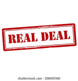 Rubber stamp with text real deal inside, vector illustration