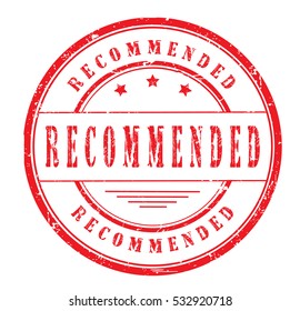 rubber stamp with text "recommended" on white, vector illustration