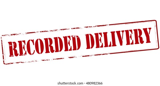Rubber stamp with text recorded delivery inside, vector illustration