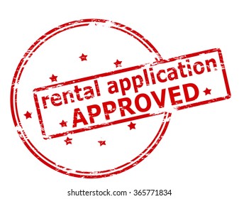 Rubber stamp with text rental application approved inside, vector illustration