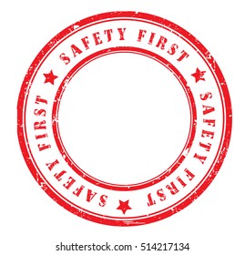 rubber stamp with text "safety first" on white, vector illustration