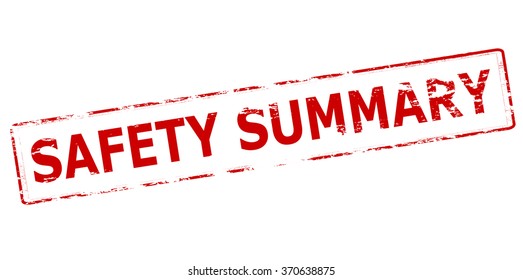 Rubber stamp with text safety summary inside, vector illustration