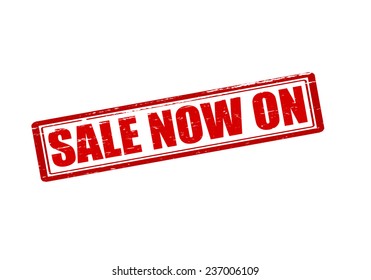 Rubber stamp with text sale now on inside, vector illustration