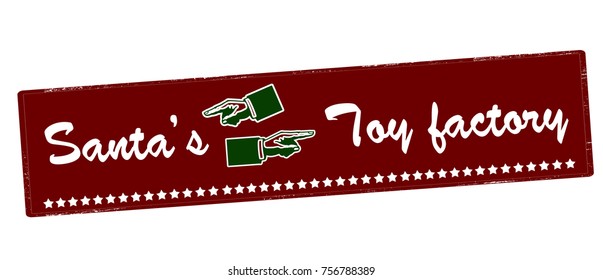 Rubber Stamp With Text Santa Toy Factory Inside, Vector Illustration