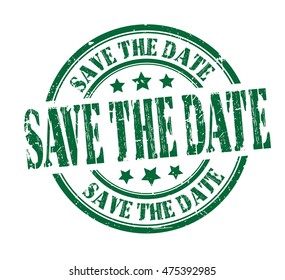 rubber stamp with text "save the date" on white, vector illustration