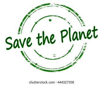 Rubber stamp with text save the planet inside, vector illustration