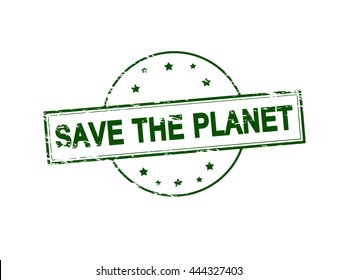 Rubber stamp with text save the planet inside, vector illustration