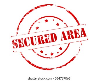 Rubber stamp with text secured area inside, vector illustration