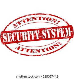 Rubber stamp with text security system inside, vector illustration
