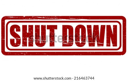 Rubber stamp with text shut down inside, vector illustration