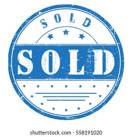 rubber stamp with text "sold" on white, vector illustration